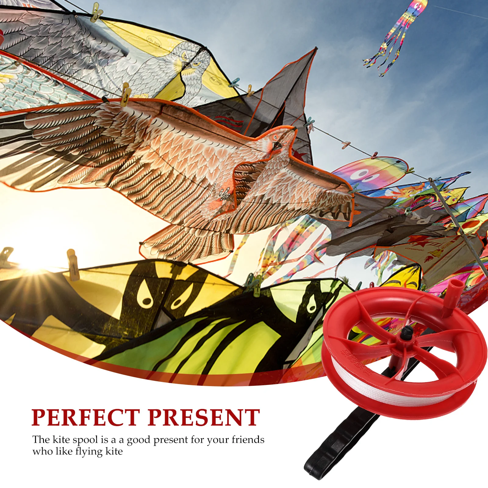 2 Pcs Kite Line Wheel Outdoor Sports Tool Accessories String Reel Winder Winding Red