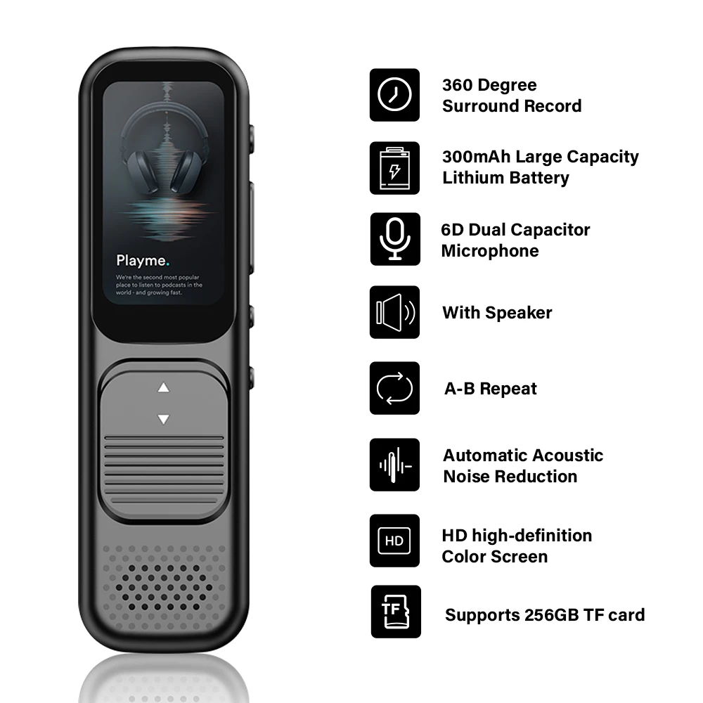 Deelife Digital Audio Voice Recorder High Quality Professional Voice Activated Recording Bluetooth MP3 Music Player Dictaphone