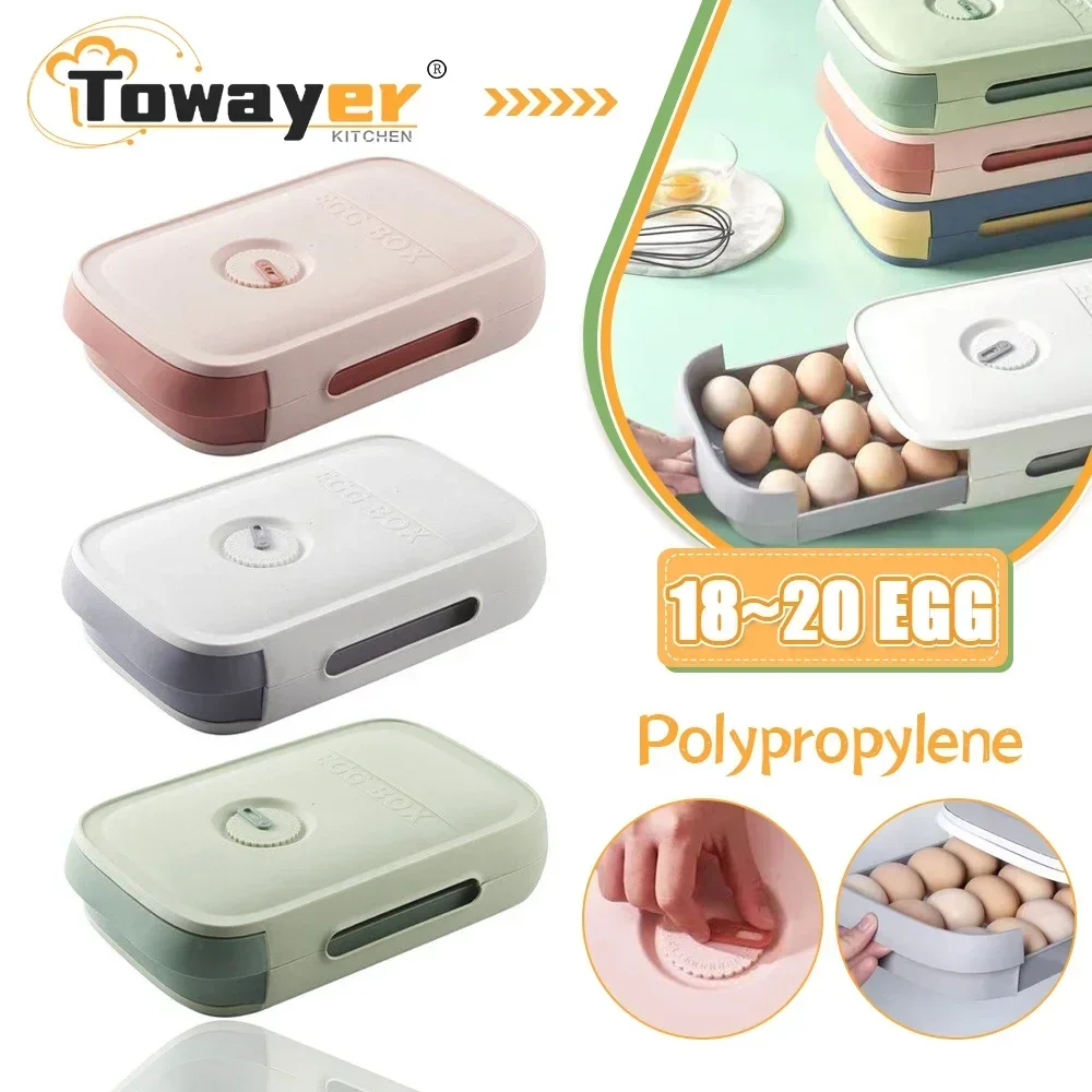 

Egg Holder Storage Box Stackable Drawer Automatic Rolling Refrigerator Eggs Organizer Space Saver Egg Tray Box Kitchen Organizer