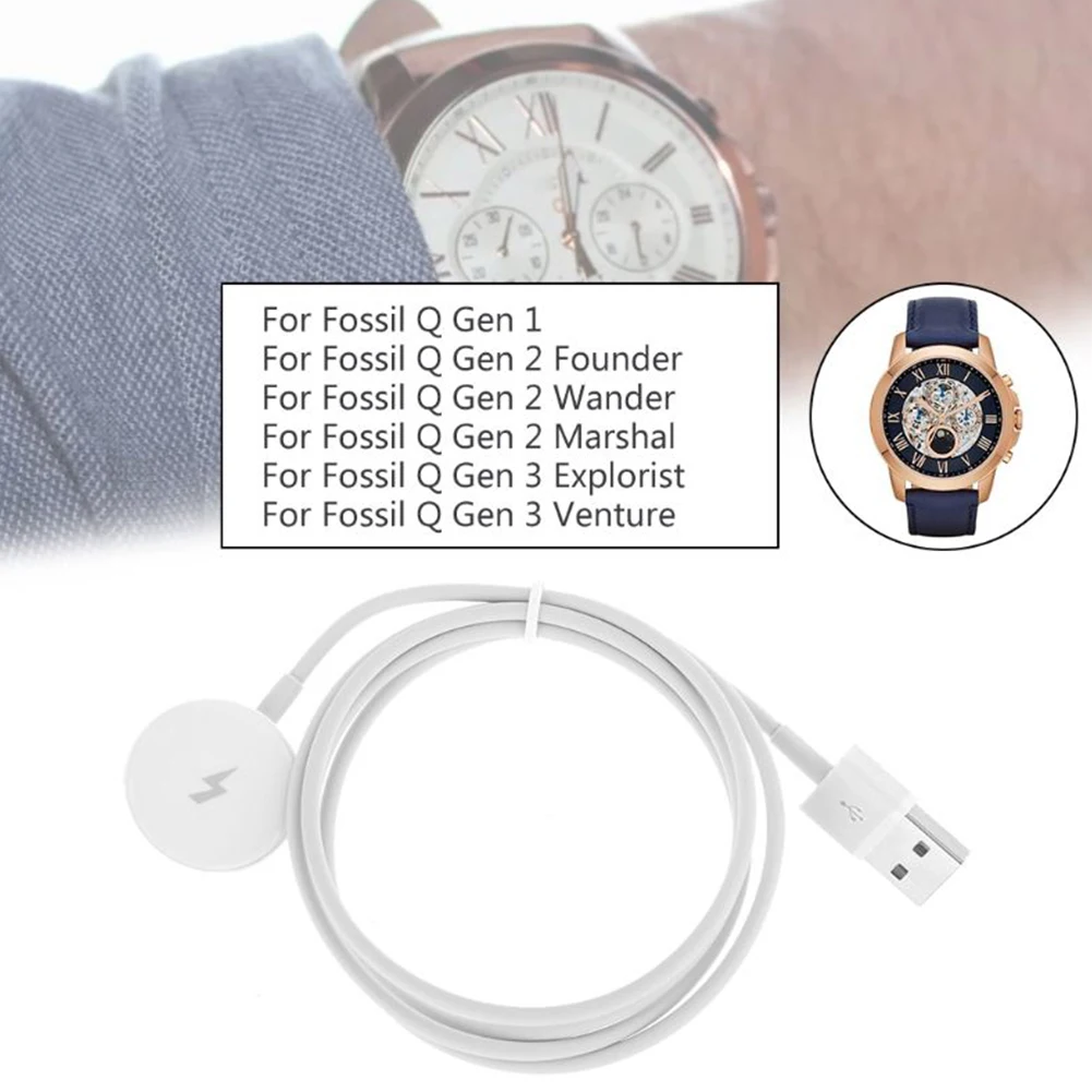 

1m Watch Charging Cable Short Circuit Protection USB Smartwatch Charging Cable Dock Replacement Accessories for Fossil Gen 1/2/3