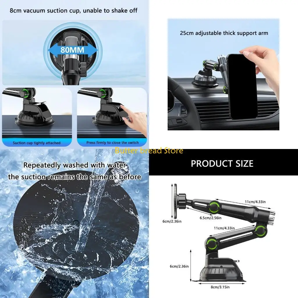 

W89C Vehicle Phone Mount Bracket Holder Vacuum Suction with Vacuum Attachment 360 Degree Rotation for Safe Driving Experience