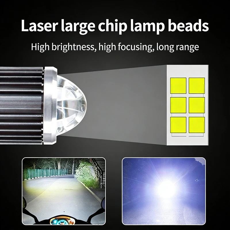 1PCS 10000LM H4 LED Motorcycle Headlight H4 BA20D P15D Led CSP Lens White Yellow Hi Lo Beam Motorbike Scooter Running Light