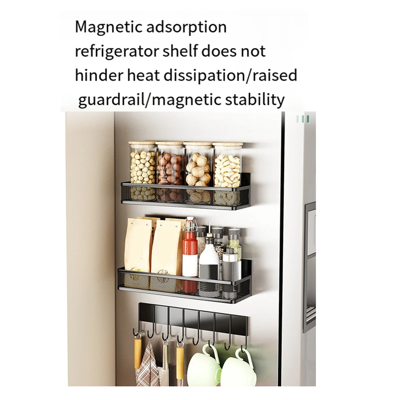 Magnetic Spice Rack For Refrigerator, Magnetic Refrigerator Organizer, Strong Magnetic Fridge Shelf, Storage Rack Durable