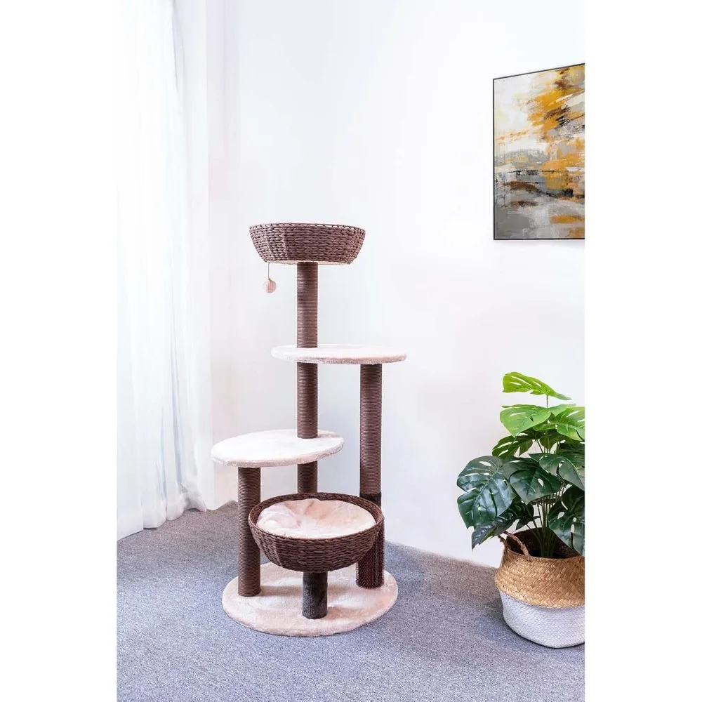 

Very PetPals Group Pharaoh Multi-Functional Handwoven Cat Tree With Scratching Posts, 48.5" H
