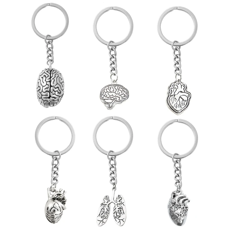 3D Organs Pathologist Keychain Fashion Organ for Key Holder Neurologist Human Body Parts Pendant Keychain Jewelry