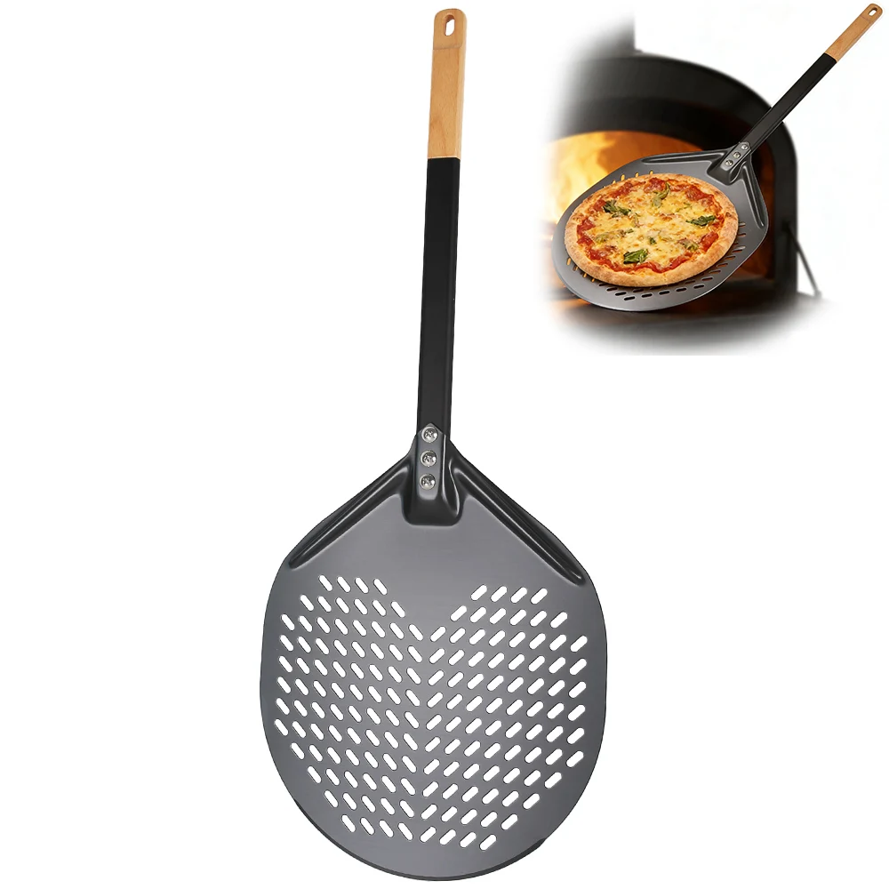 PizzAtHome, pala para Pizza de madera de haya con paleta de Pizza anodizada dura para accesorios de horno de cúpula y arco, 12 pulgadas