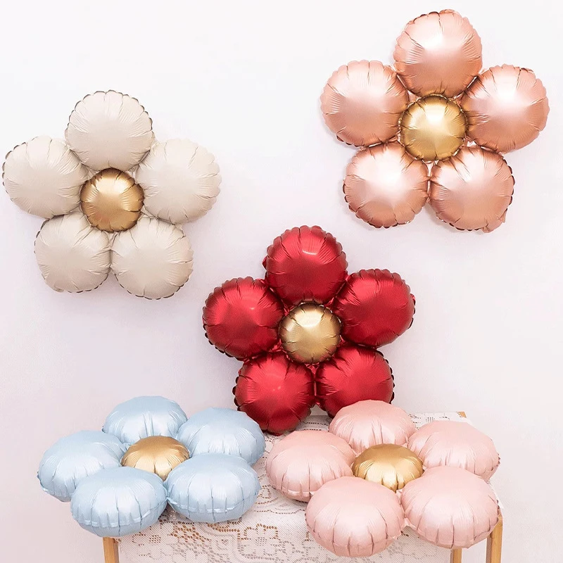 Balon Film Aluminium Bunga Matte Balon Pesta Pernikahan Ulang Tahun Pertama Bayi Perlengkapan Baby Shower Anak Laki-laki Perempuan Balon Balon Mainan