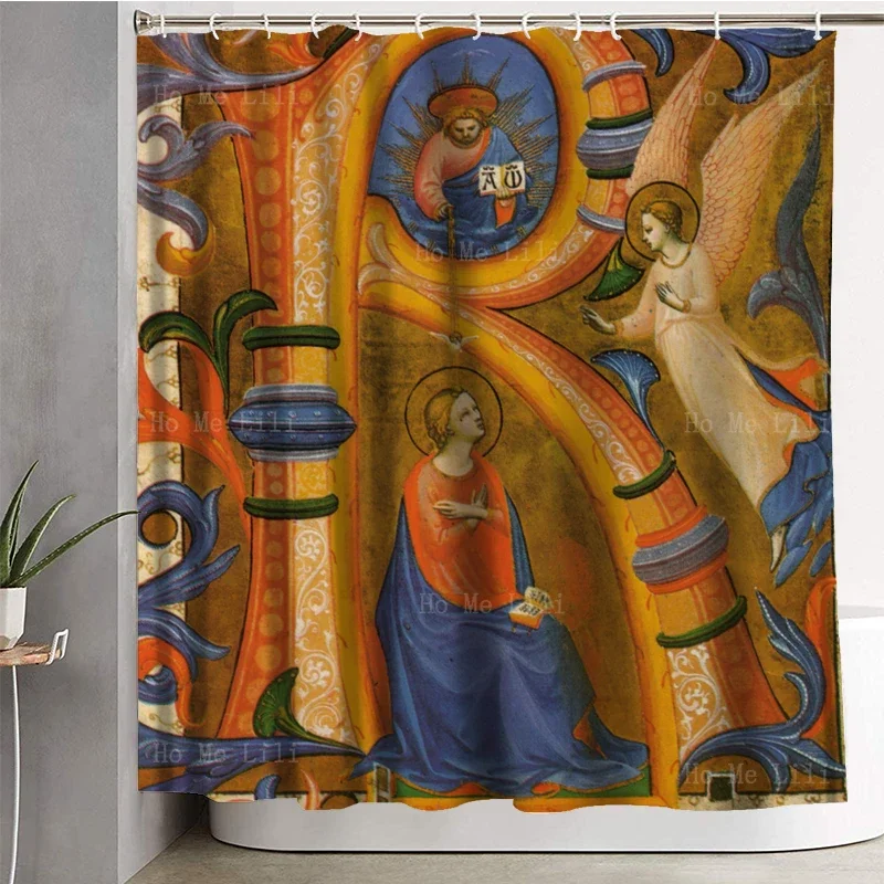 Medieval Late Gothic And Renaissance Mother Of Mercy With Kneeling Friars Incarnation Of Jesus Shower Curtain By Ho Me Lili