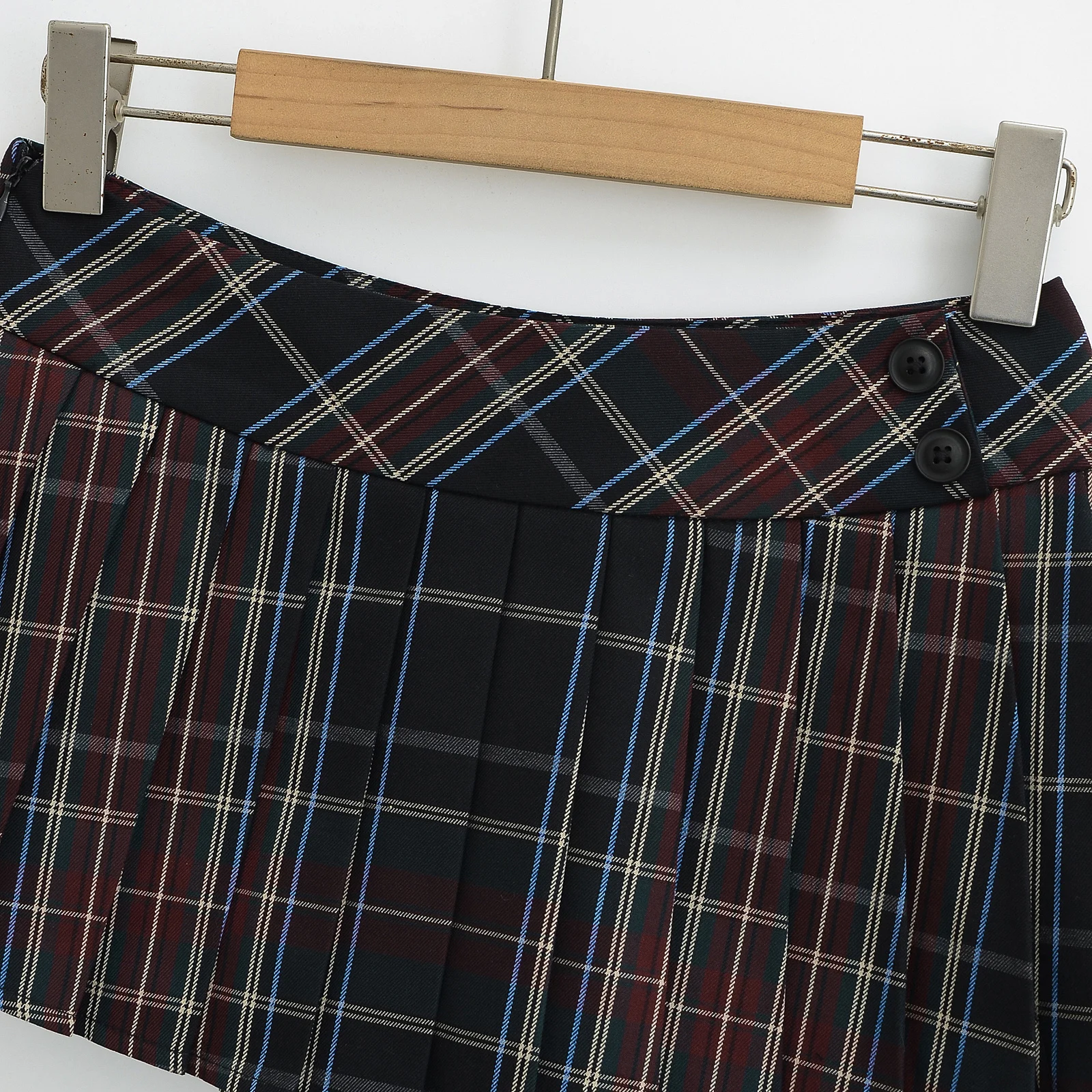 Niedrige Taille A-linie Rock frauen Frühling Sommer Neue Sle Plaid Falten Rock Abnehmen Anti-Licht Straße Sle ort Rock