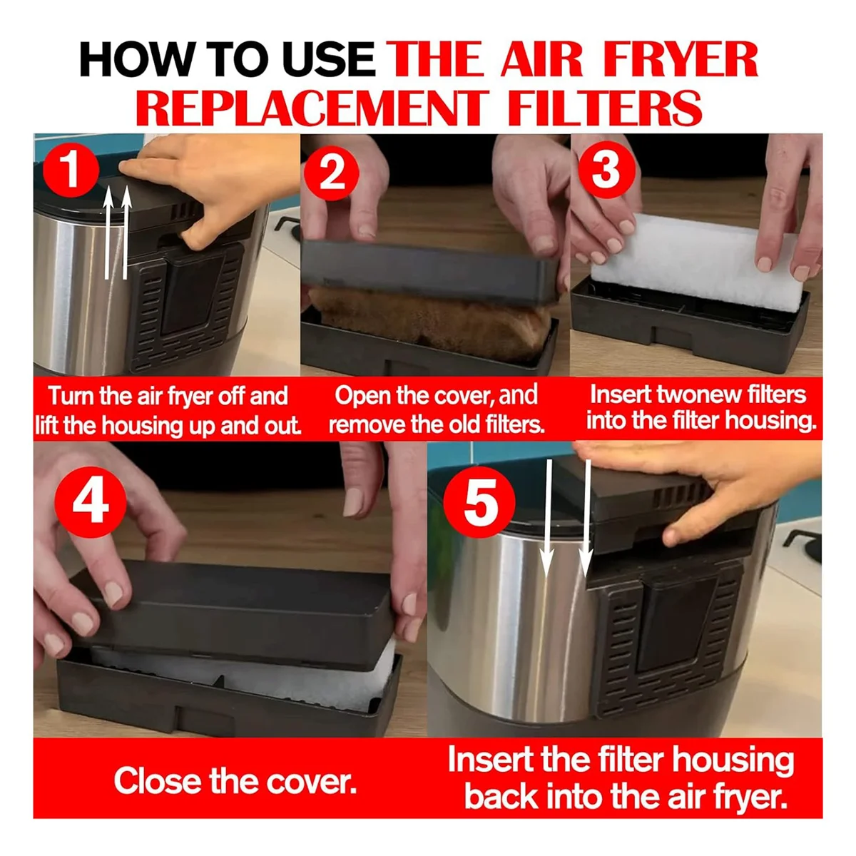 Filtros de repuesto para freidora de aire, accesorios de filtros compatibles con freidora de aire instantánea Vortex Plus 6QT puede borrar olores 16 piezas