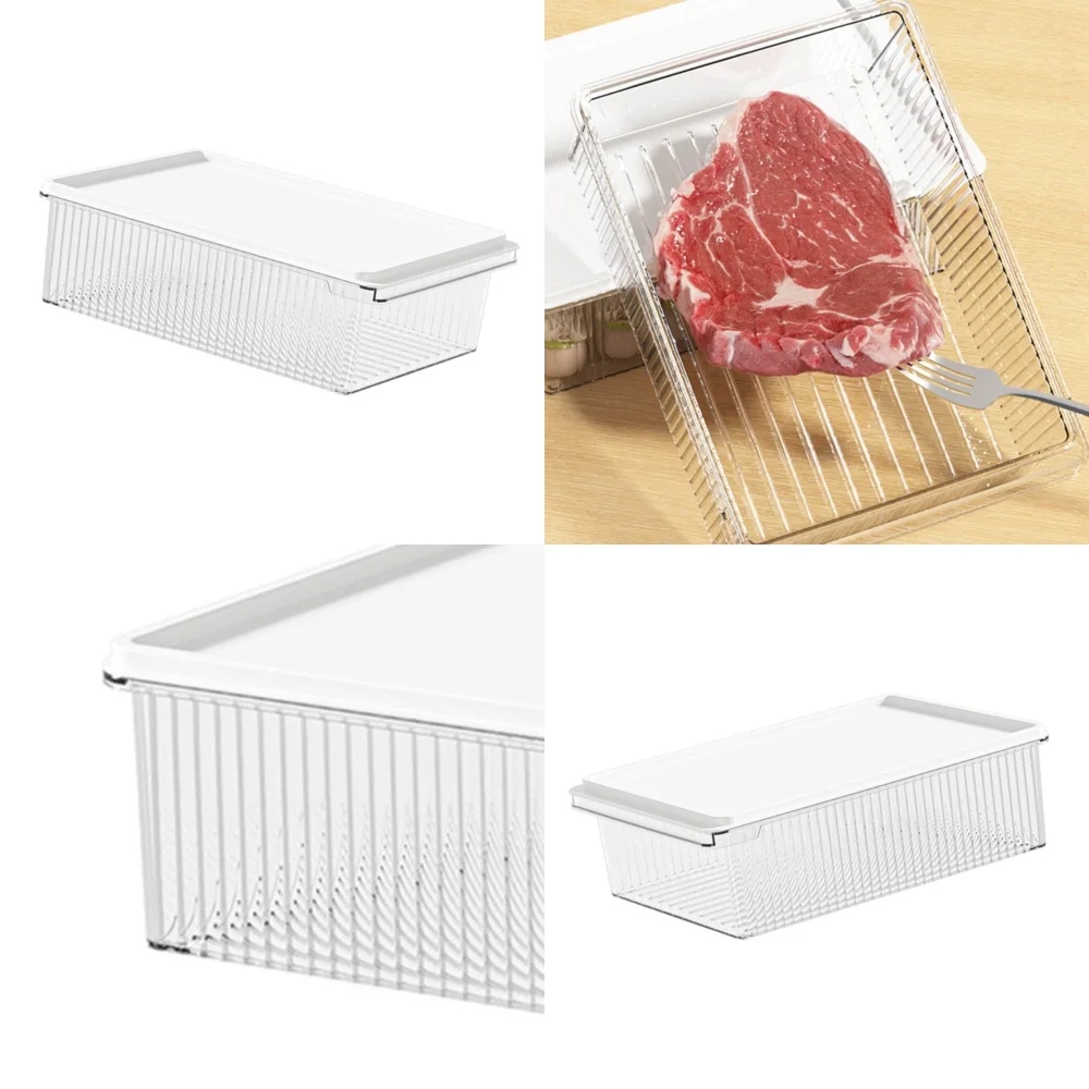 

Fridge Food Organizer 4L Meat Storage Box Home Kitchen Freshness Keeper Refrigerator Container Leak Proof Food Storage Solutions