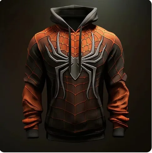 2026 Neuer Herren-Kapuzenpullover – 3D-Digital-Spinnen-Print – Trendiger American-Streetwear/Harajuku/Y2K-Stil Bequemer Pullover – Detail 5
