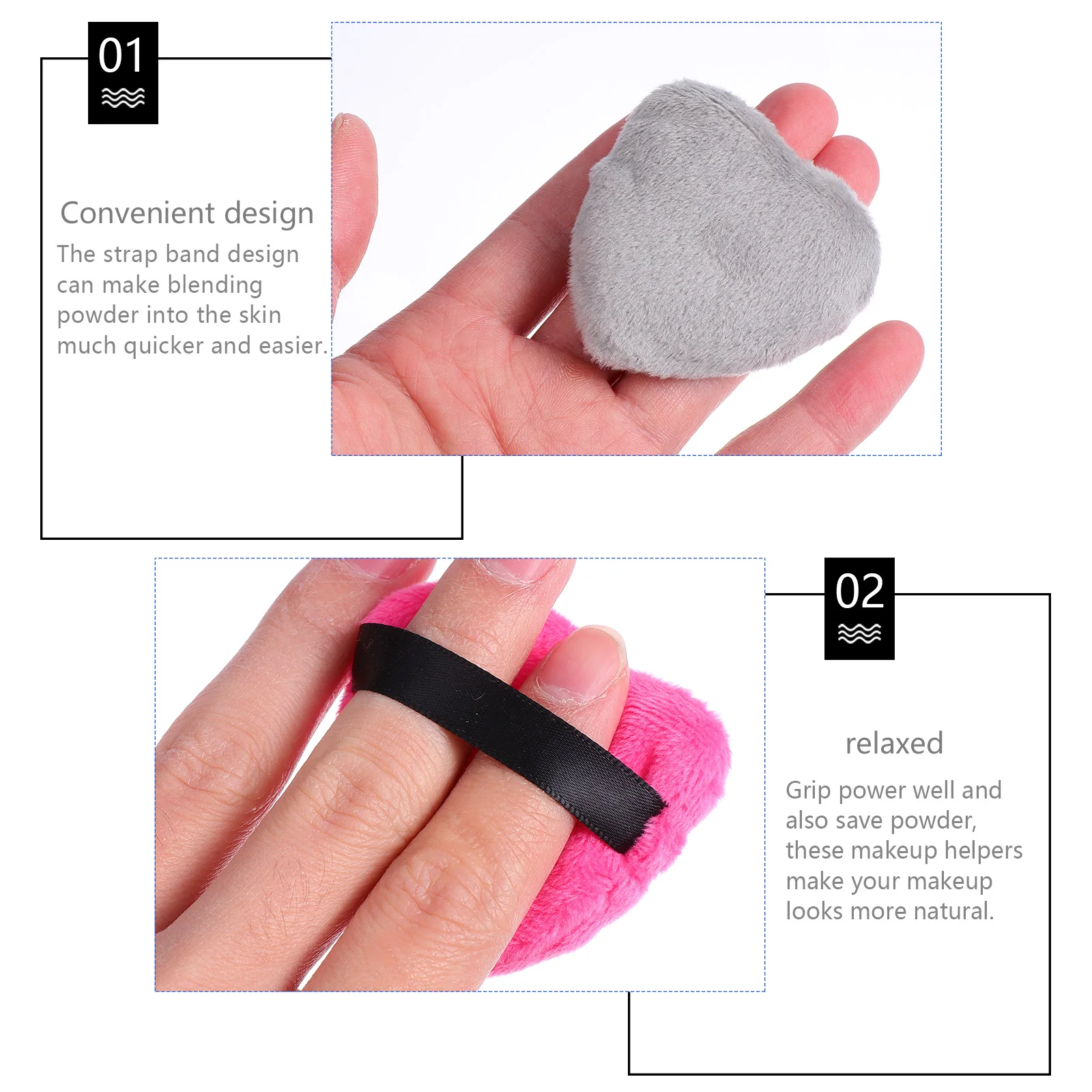 8 szt. Puder w proszku w kształcie serca, aplikator do makijażu twarzy i ciała, do nakładania podkładu