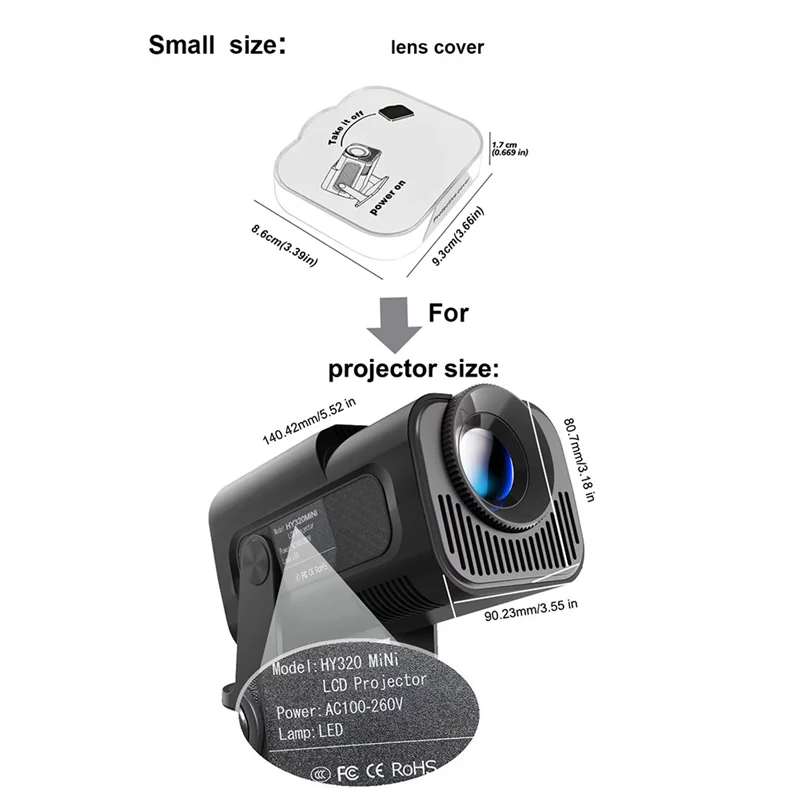 Projector Hy320mini Accessories Lens Cover Dustproof Shell Waterproof Protector For HY320 MINI Projectorn01r