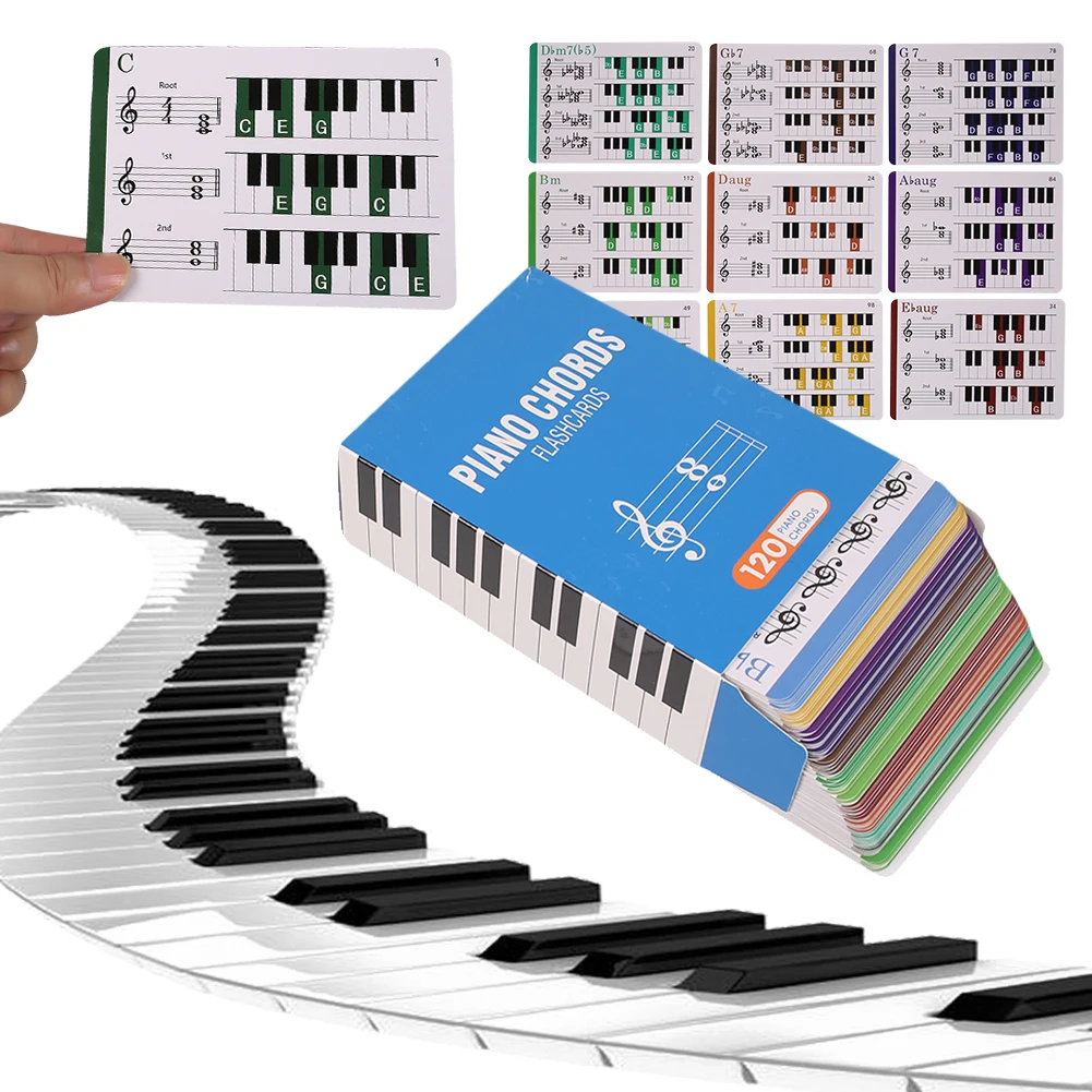 Fun Educational Flashcards with Piano Chords Chart Piano Reference Cards for Beginner Seasoned Player Music Theory Teacher