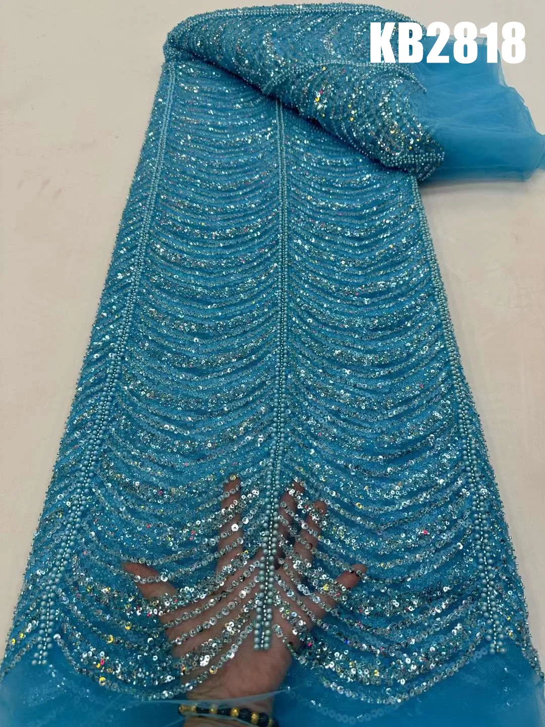 

Золотая кружевная ткань ручной работы с бисером, французская сетка, африканская ткань, кружево высокого качества, 2025 г., тюлевое кружево с блестками для шитья KB2818