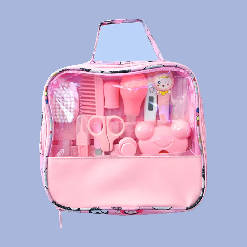 Baby 13-piece Cooking Cloth Bag Set Children\'s Nasal Inhaler Nail Clippers Cartoon Set Daily Cleaning Supplies Care Kit