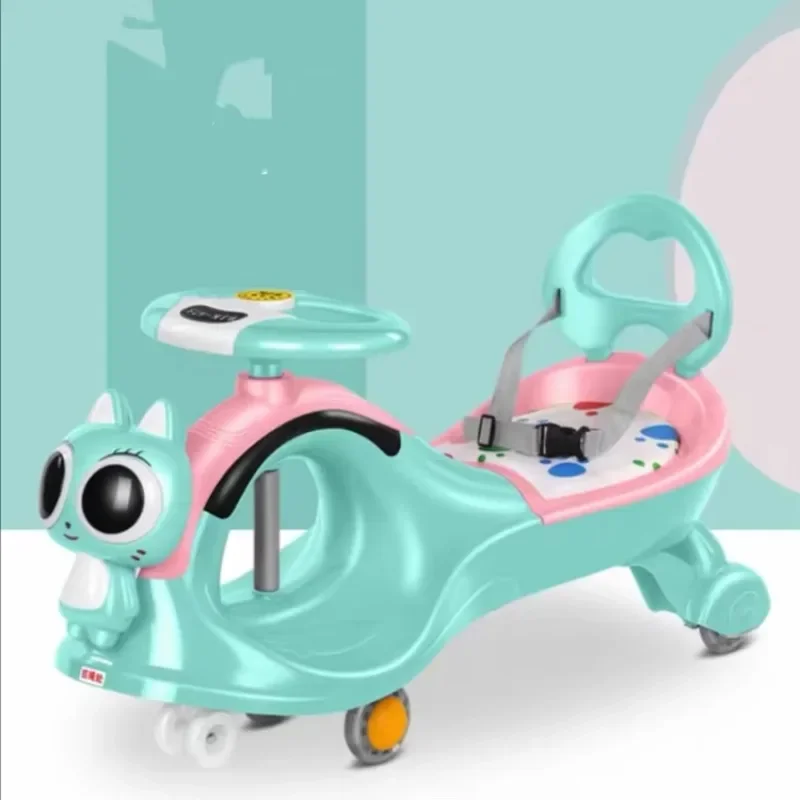 Unisex Plastic Light Toy Swing Car for Kids Toddler Twist Car with Music for Ages 5-7 Small Wheel Size