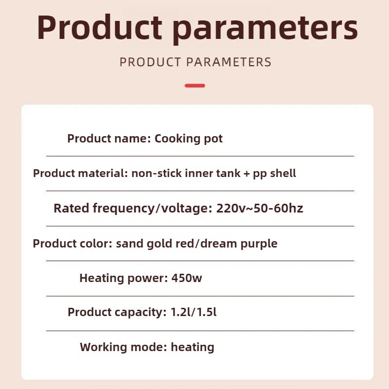 110V-220V 1 Person-2 Person Mini Cooking Pot Electric Heating Pot Mini Rice Cooker Multi-functional Food Warmer Kitchen Machines