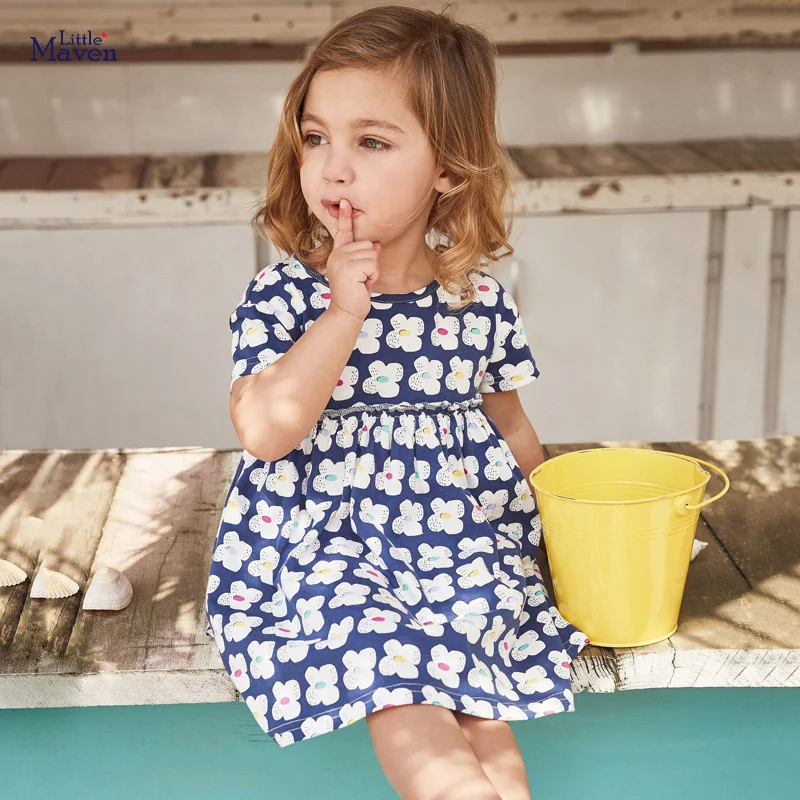 

Jumping Meters 2-8 Years Children's Girls Dresses Flower Hot Selling Summer Kids Clothing Short Sleeve Baby Frocks