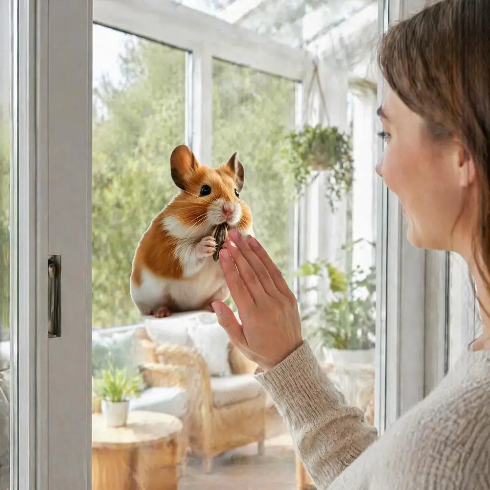 Removable Pvc Window Stickers Realistic Hamster Static Window Sticker Sunflower Daisy Vinyl Decal Removable for Room for Hamster