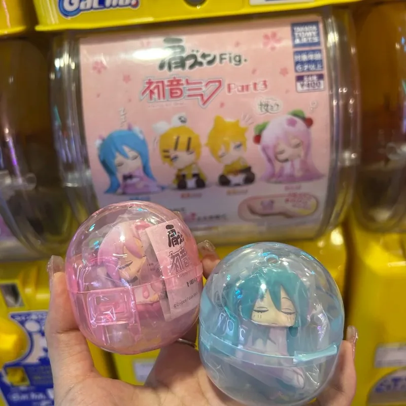Genuine Hatsune Miku Gashapon Toys Shoulder On Shoulder Series 3 Kimono Sakura Hatsune Miku Kagamine Rin Len Mini Pvc Model Gift