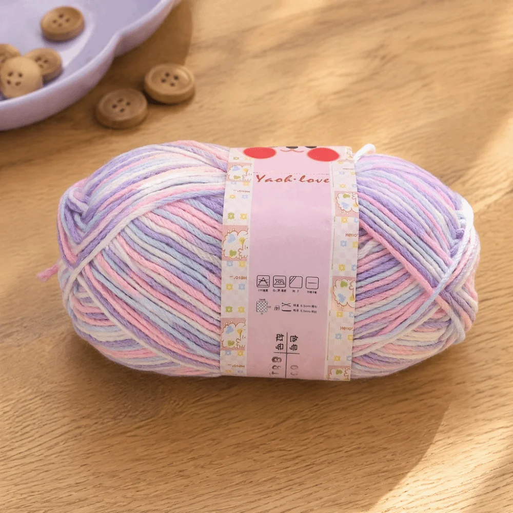 6 Strands Milk Cotton Yarn 55% Cotton 45% Acrylic 50g 174 Yds Knitting Yarn Variegated Flower Color Sport Yarn For Amigurumi