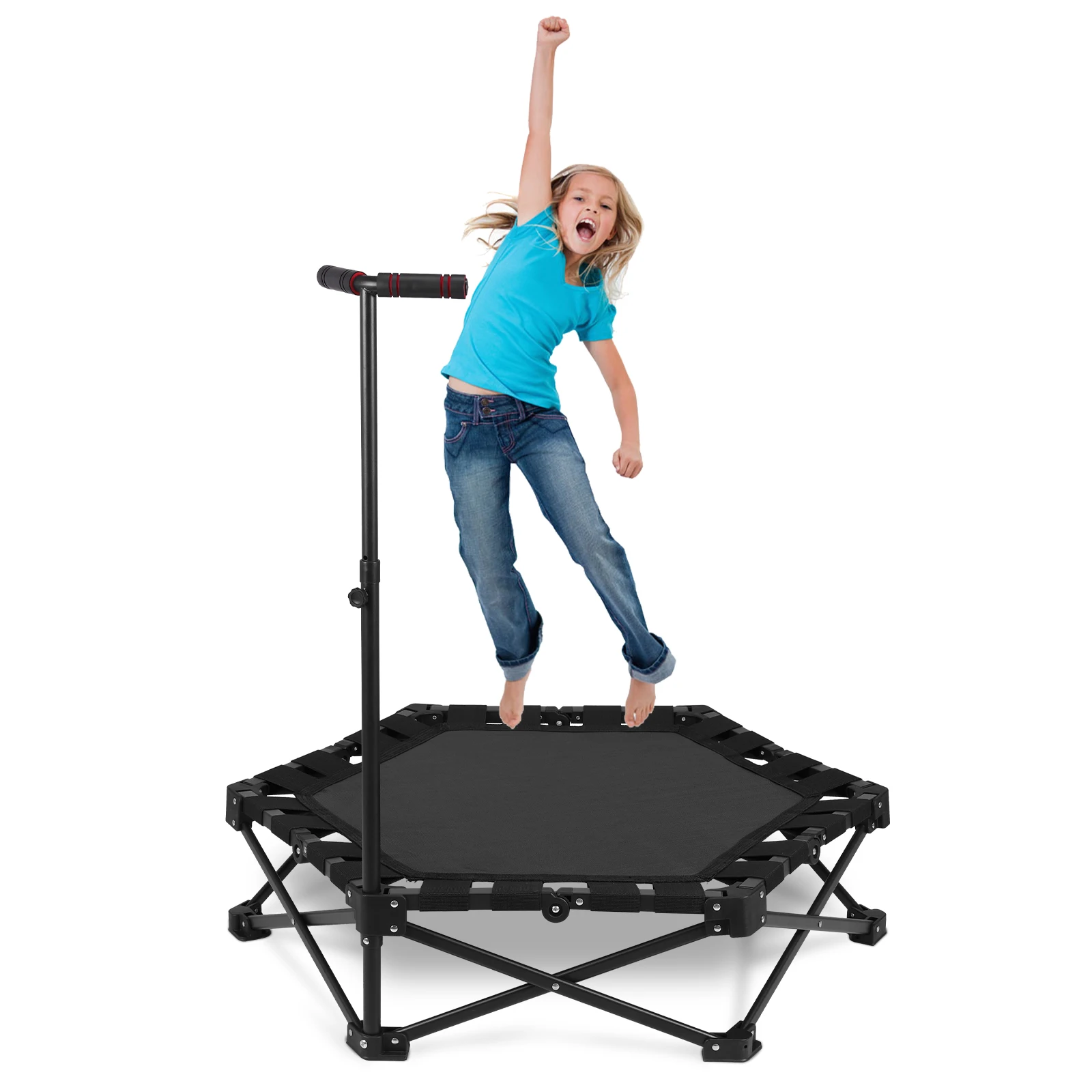 

Foldable Mini Trampoline One-Step Fold & Open Household Rebounding Trampoline 225kg Max Load Indoor & Outdoor Workout