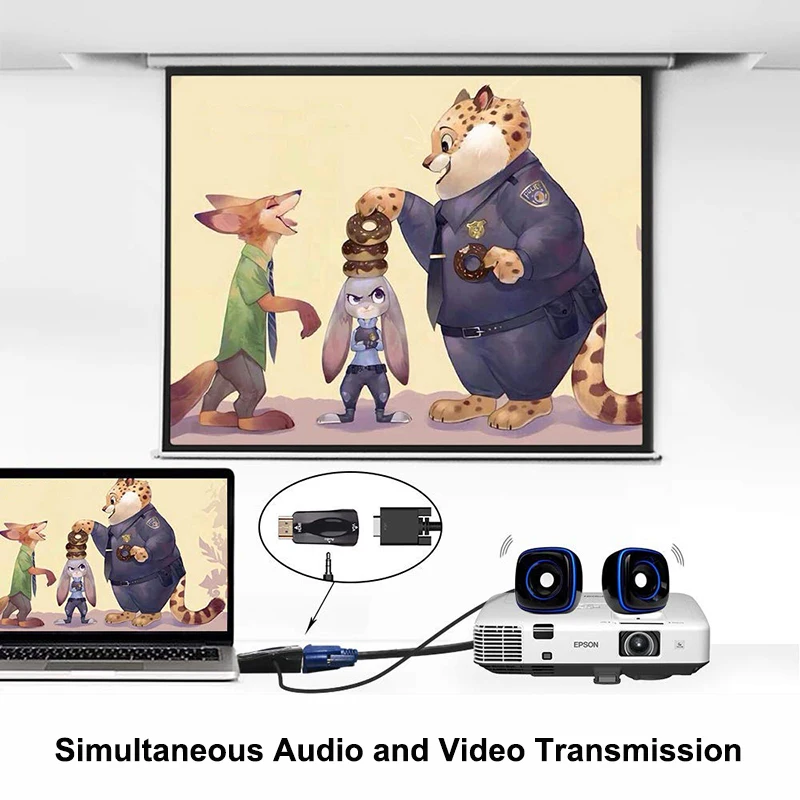 ذكر إلى Famale محول HDMI-متوافق مع محول كابل VGA 3.5 مللي متر جاك الصوت HD 1080P للكمبيوتر اللوحي المحمول #4