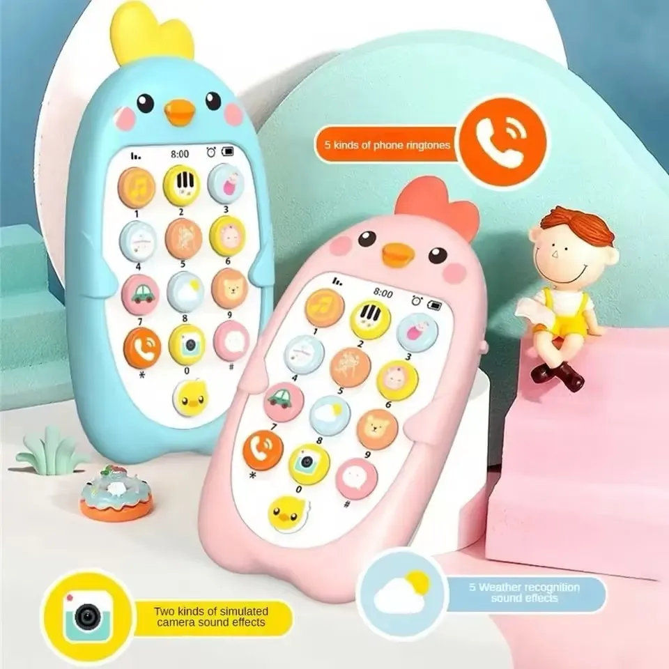 Music Sound Telephone Sleeping Toys with Teether Simulation Baby Phone Toy Kids Infant Early Educational Toys for Children Gifts