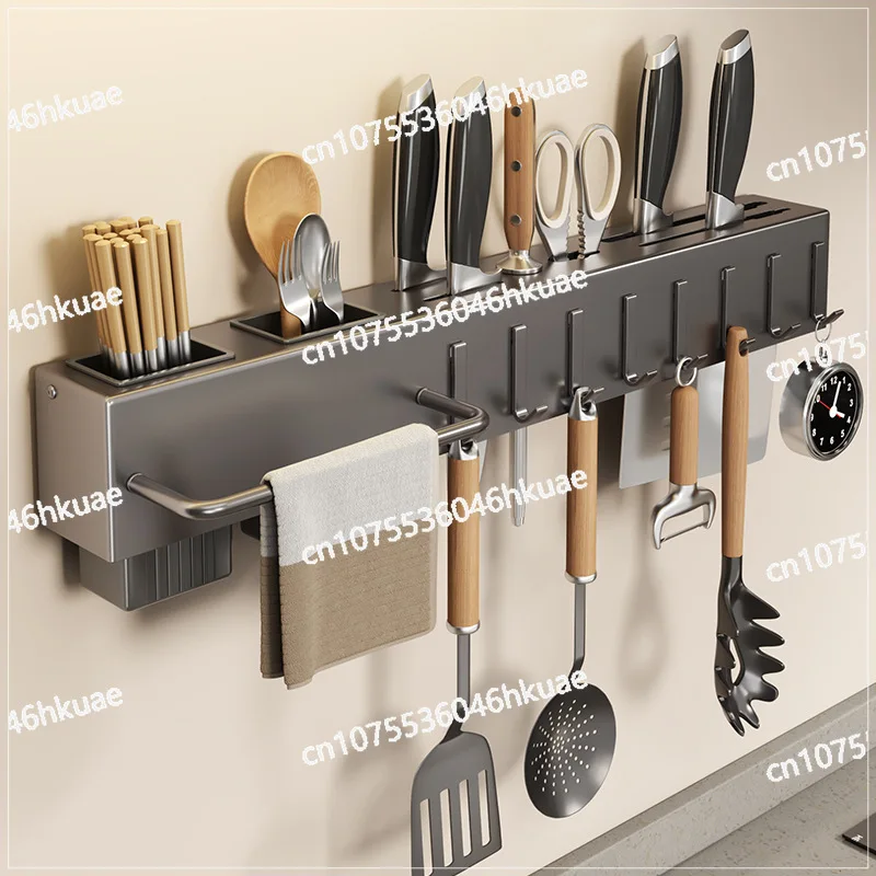 No Punching Wall-mounted Multi-functional Knife Holder Thickened Kitchen Rack Chopsticks Cartridge Vegetable Knife Storage