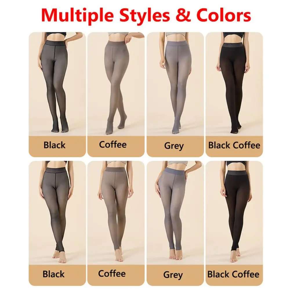 Winter Skin Colored Fleece Lined Tights Thick Plus Size Warm Pantyhose High Waist Thermal Stockings for Women