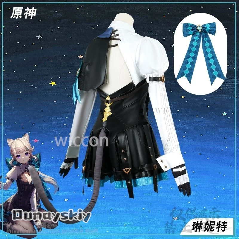 Gioco Anime Genshin Impact Cosplay Lynette Mago Costume Furry Earwear Coda Abito Lolita Per Ragazze Donna Halloween Personalizzato