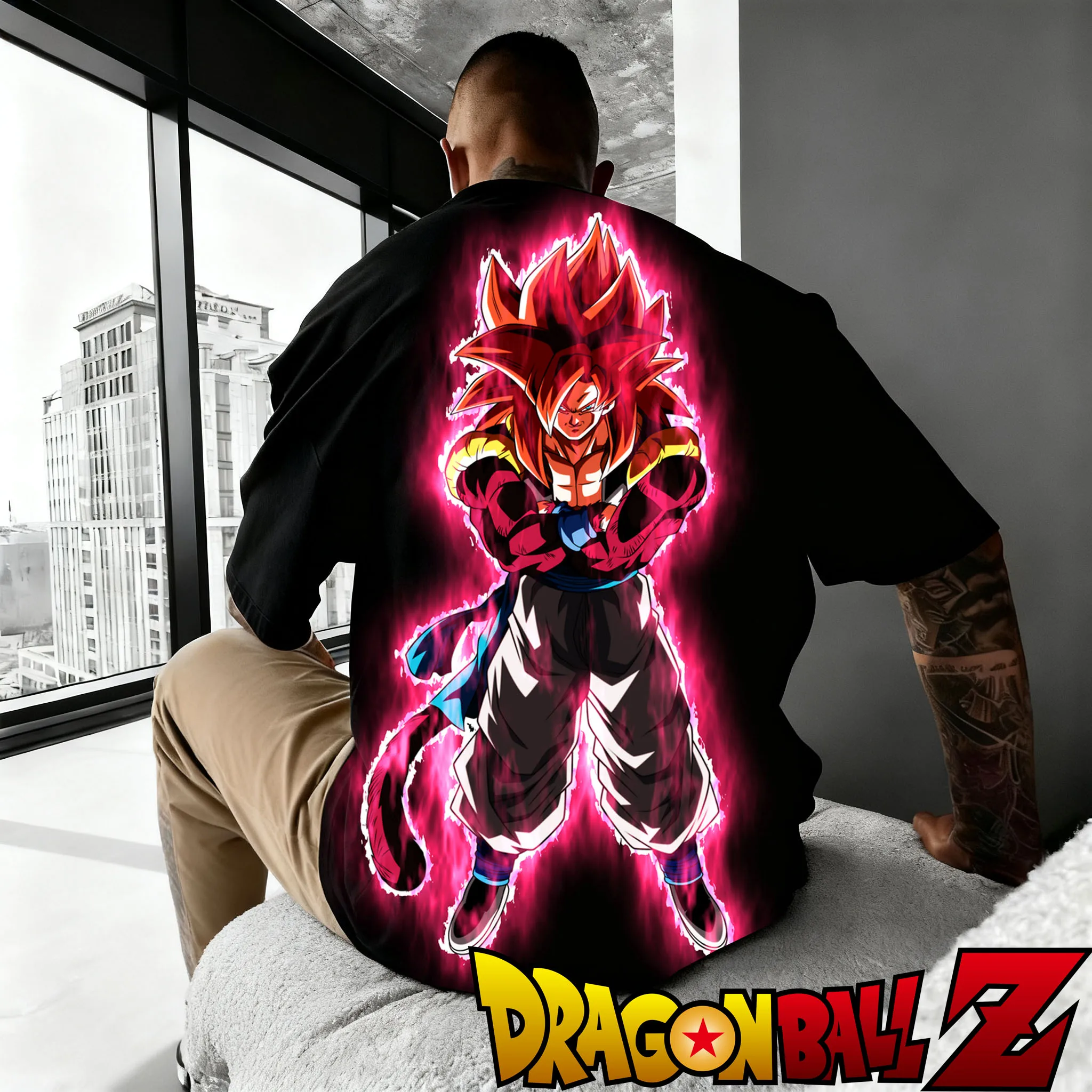 Anime "Dragon Ball" Anime Wujita Nadruk z motywem anime, nowość na lato 2025, popularna koszulka unisex z luźnym krojem, wykonana z bawełny.