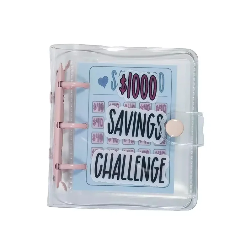 Mini Money Saving Binder 1000 Cash PVC Mini Budget Binder Waterproof Tear Resistant Creative Envelope Savings Challenge Binder