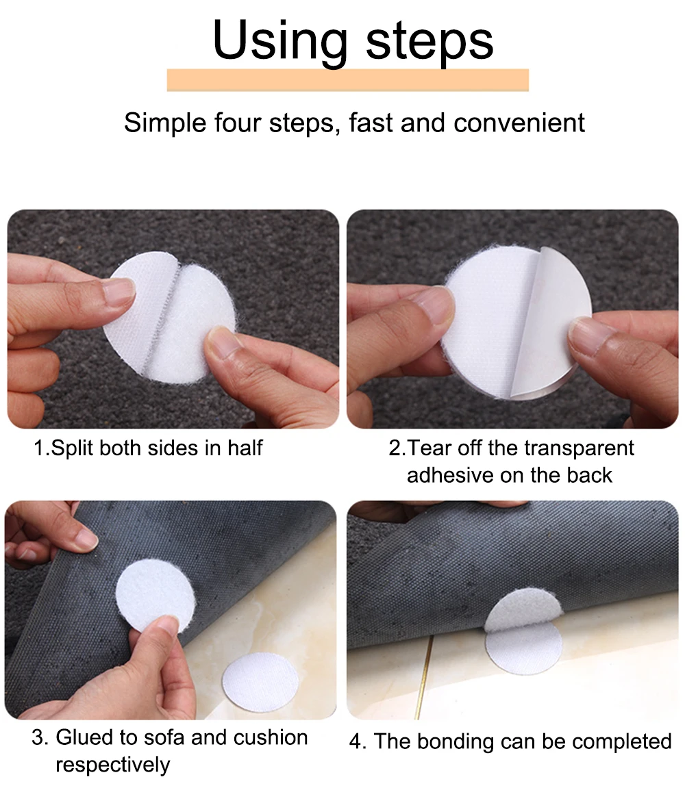 5/10/20/30Pair Double Faced Adhesive Fixing Stickers Carpet Pad Dashboard Mat Fixed Patch Floor Anti Skid Grip Hook and Loop Dot