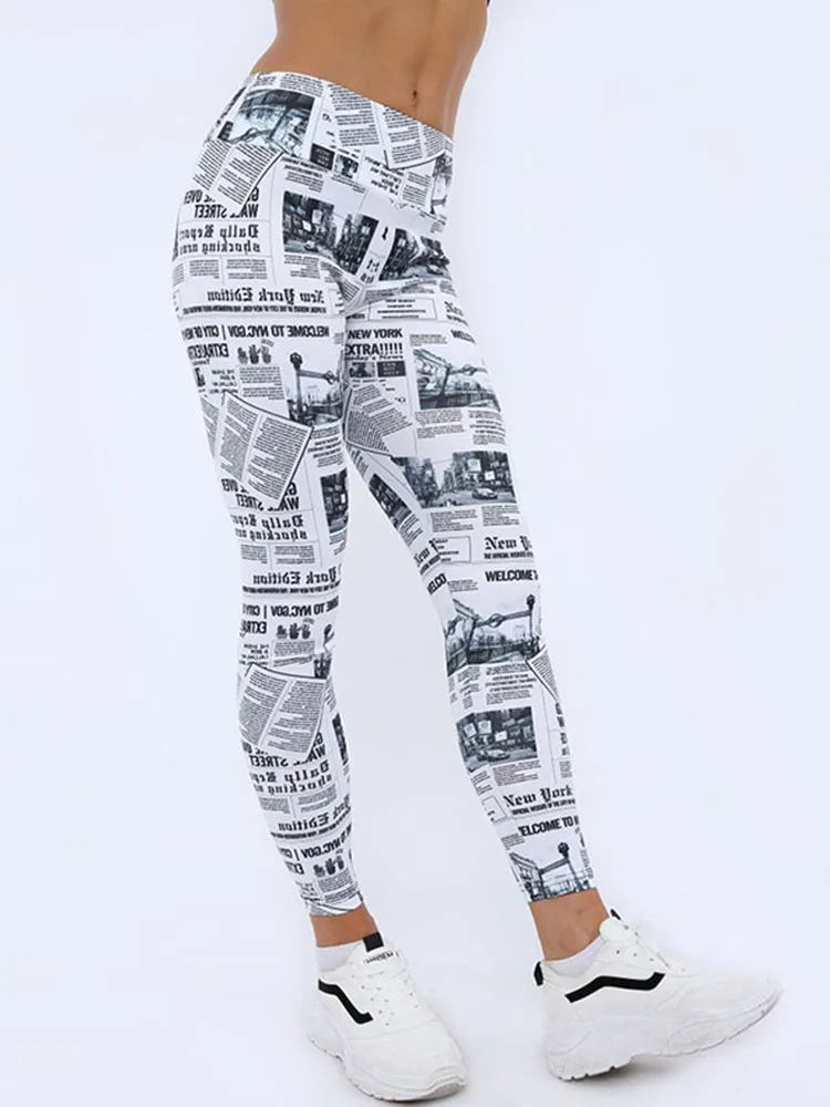 Newspaper Women Seamless Yoga Pants Push Up Leggings Fitness Gym Sport Running Yoga High Waist Energy Workout Leggings