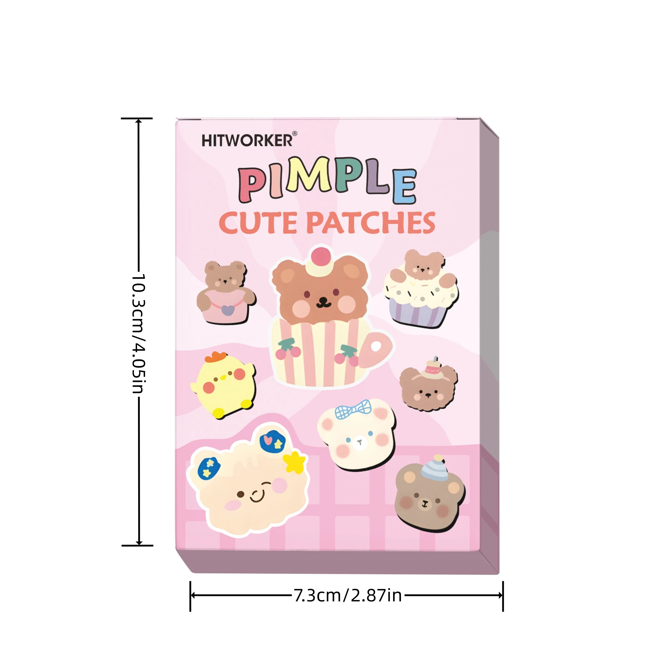 Patches hidrocolóides para acne de 40 peças, absorvem efetivamente espinhas, com design de urso de desenho animado para usar em uma via.