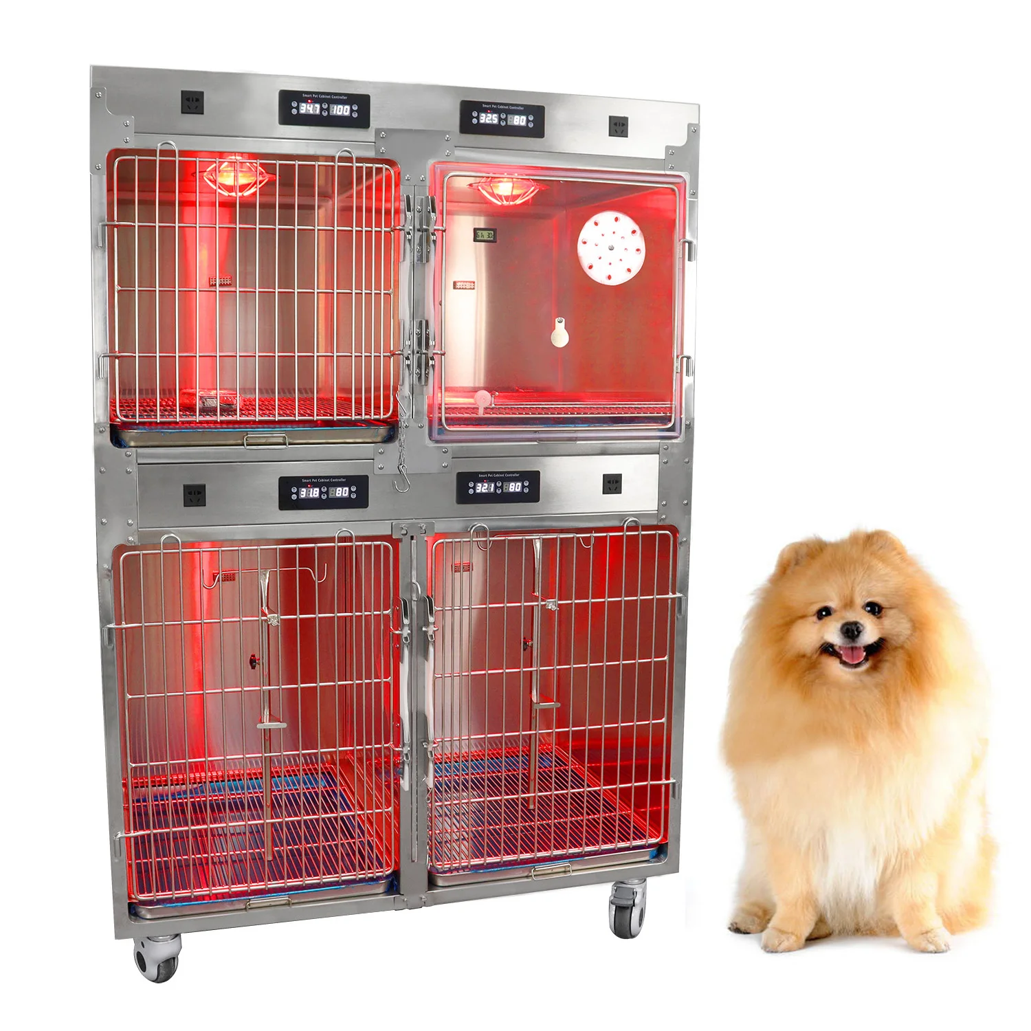 Hospital medical equipment unit Veterinary Stainless Steel dog kennel pet cage therapy warm cage for pet cat