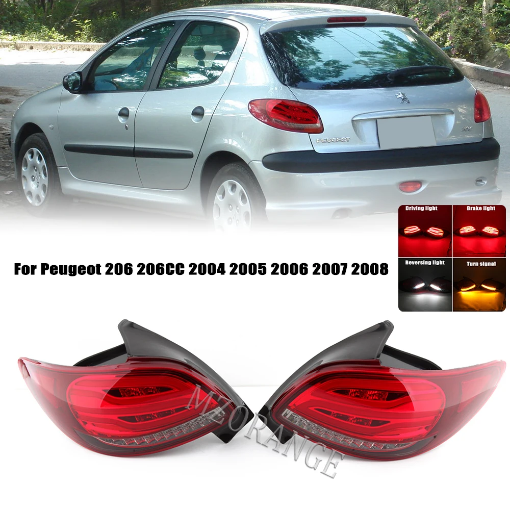 

LED Tail Light Assembly For Peugeot 206 206CC 2004-2008 Rear Bumper Tail Lamp Foglights Turn Signal Brake Taillight Accessories