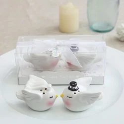 6.2*4*4.2CM Cartoon Hand-painted Angel Bird Couple Ceramic Spice Bottle Gift Pair of Home Kitchen Supplies Pepper Salt Shaker