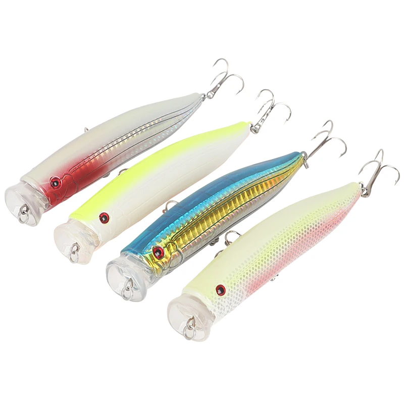 

4pcs Topwater Popper Lure 120mm 30g floating Rock pop Artificial Hard Baits for Bass Small Game Fishing Lure Tackle