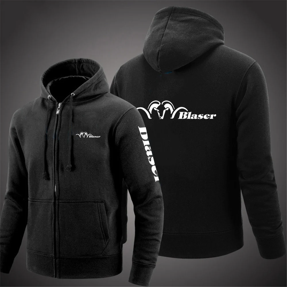 2024 Blaser Hunt Rifle Men's New Printing Solid Color Zipper Hooded Long Sleeve Jacket Casual Sweatshirt Hoodie Pullover Tops