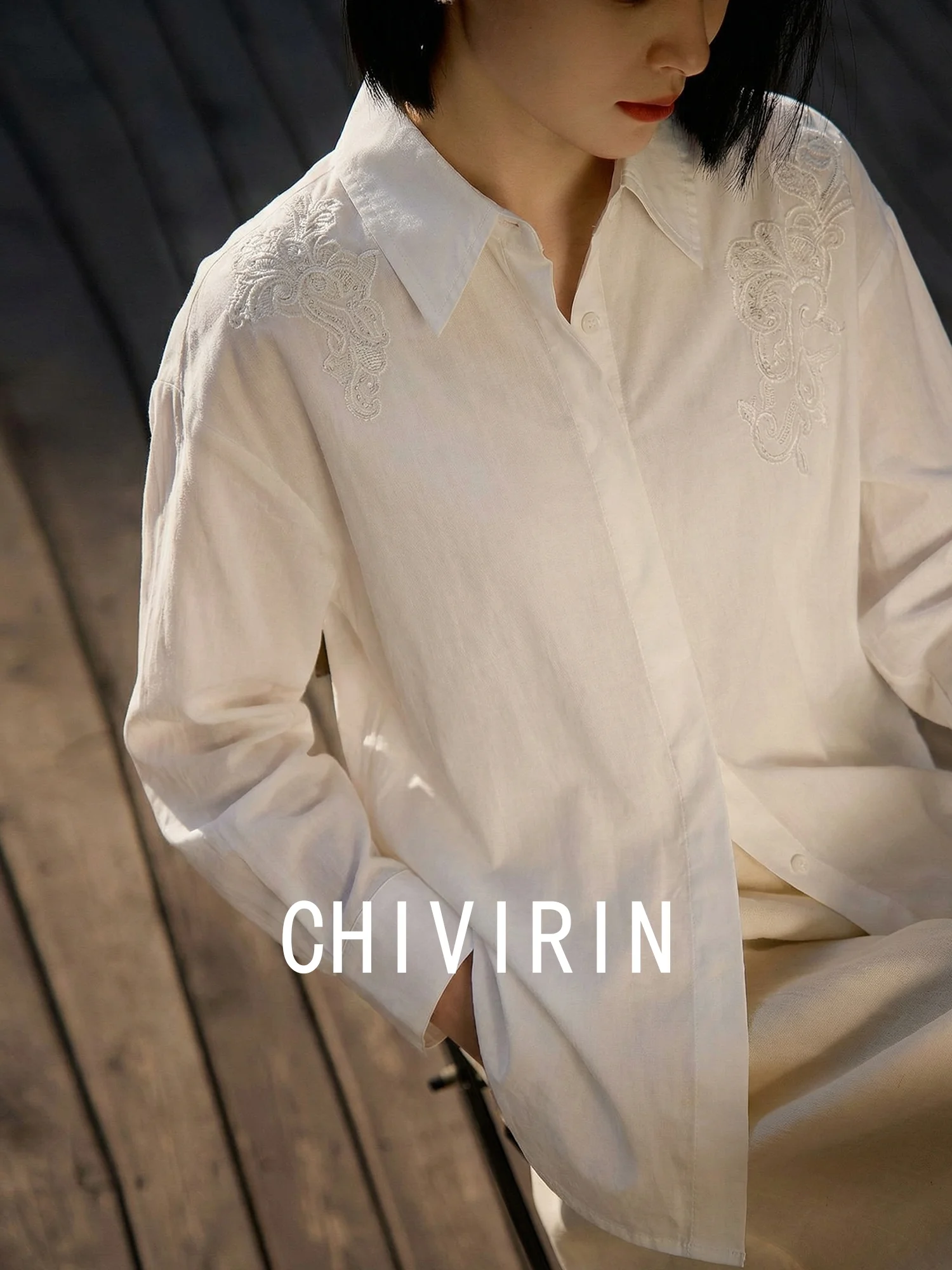 

Ele Embroidered Linen irt Women's Spring Drapey Loose Long Sve Cotton Casual Sle Breathable Comfortable Fit irt