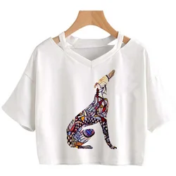 Greyhound korean fashion streetwear  crop top girl Kawaii hippie graphic  90s clothes clothing