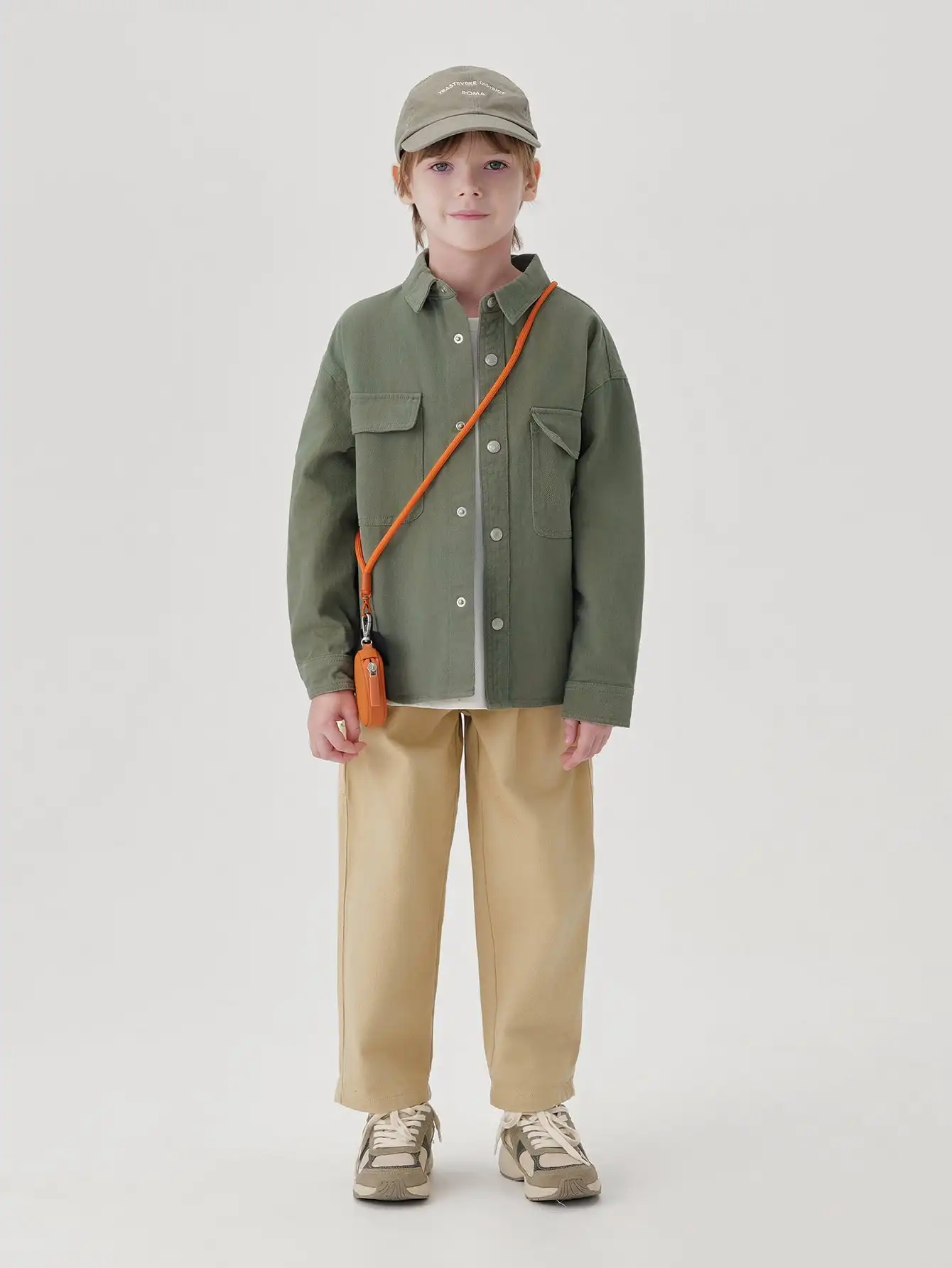 MARC & JANIE Boys Outdoor Shirt Lapel Jackets Workwear Snap Button Long Sleeve Tunic Casual Soft Cotton Tops 241029