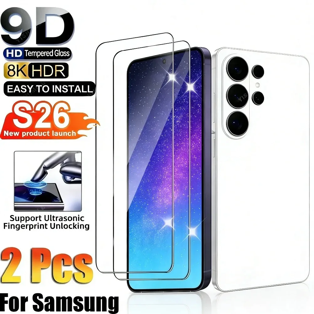 

2 шт. высокопрозрачное закаленное стекло для Samsung Galaxy S26 S25 S24 Ultra S23 S22 S21 Plus S25 S26 Edge, защитная пленка от царапин
