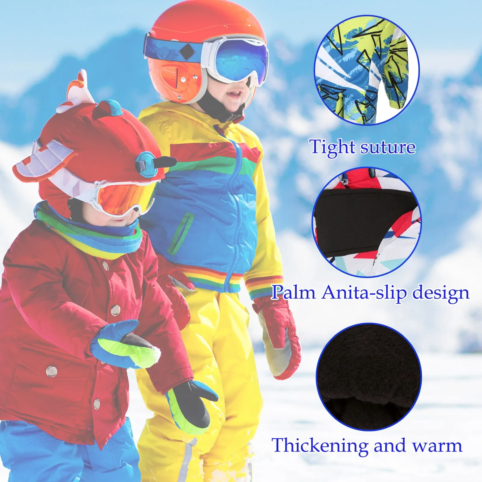 

Детские уличные перчатки для сноубординга, зимние теплые удобные защитные водонепроницаемые ветрозащитные лыжные снежные перчатки шапка детская