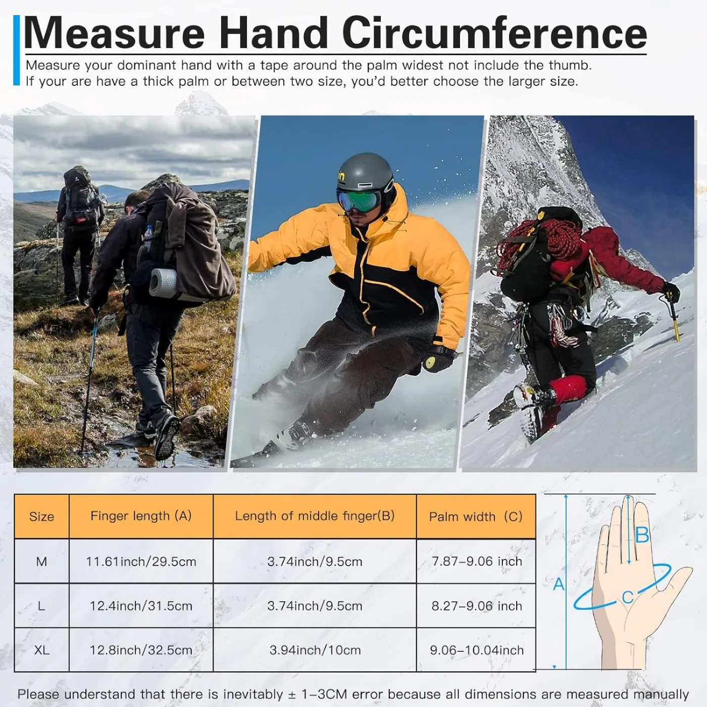 Winter handschuhe Männer Frauen warme wasserdichte Ski handschuhe 5-lagige Touchscreen-Schnee handschuhe für kaltes Wetter