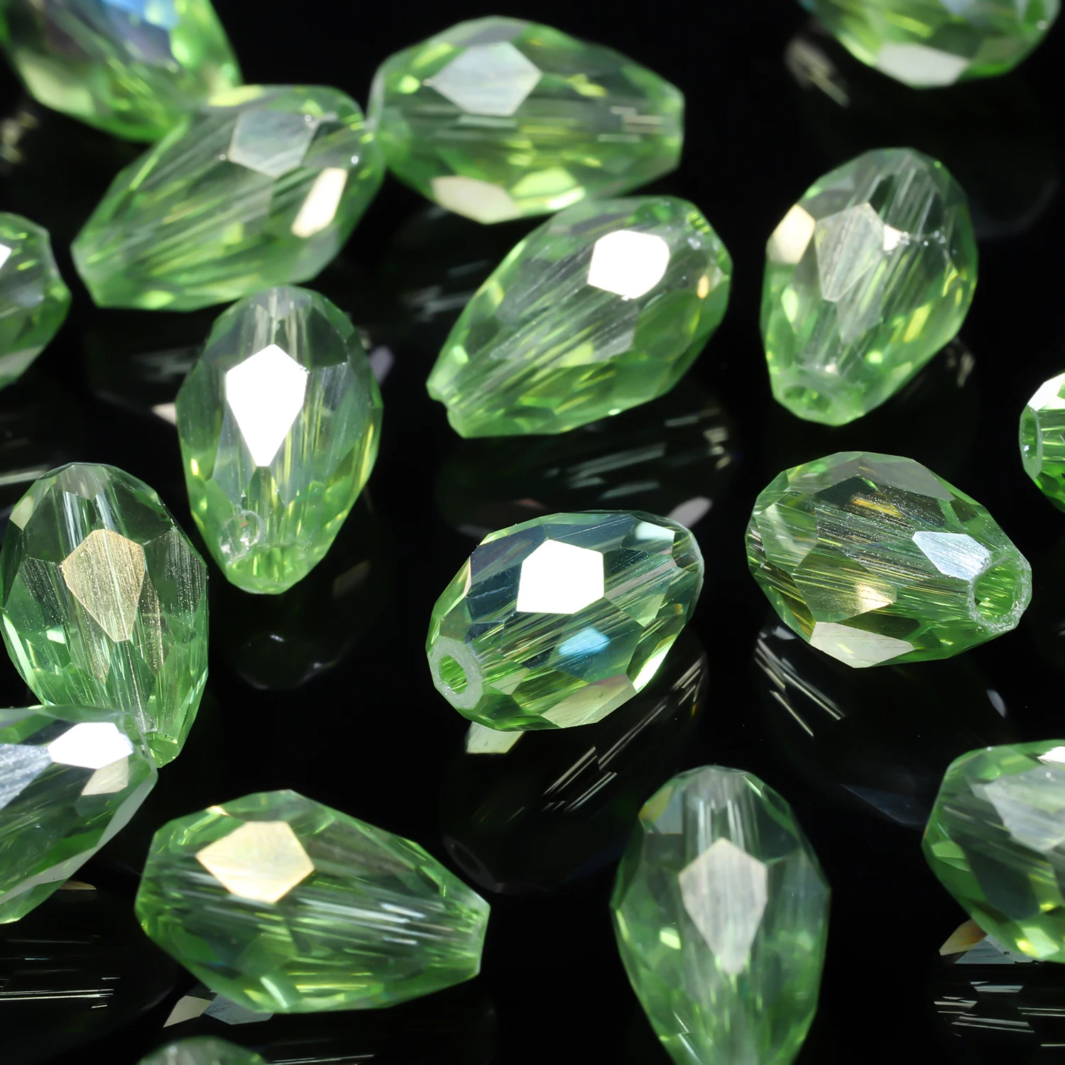 30/55pcs Green Color 8x12mm Faceted Teardrop Beads Austria Crystal Beads charm Glass Beads Loose Spacer Bead For Diy Making